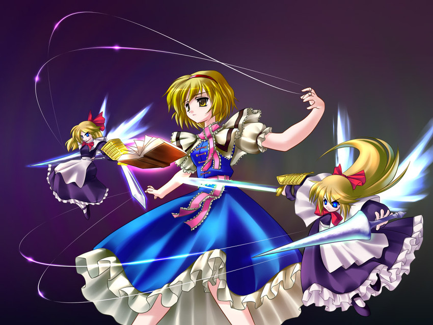 alice margatroid, shanghai doll, and hourai doll (touhou) drawn by suematsu_jerry