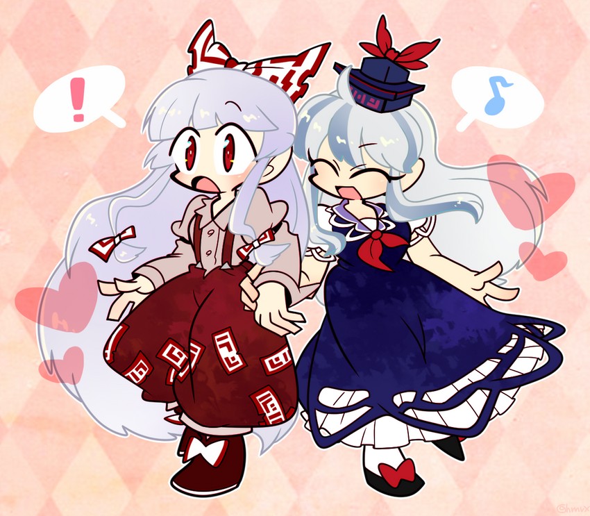 fujiwara no mokou and kamishirasawa keine (touhou) drawn by harunori_(hrnrx)