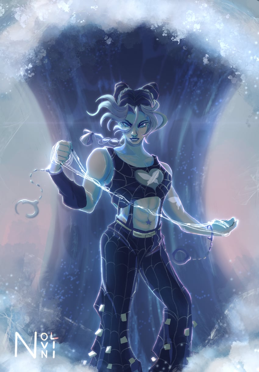 kujo jolyne (jojo no kimyou na bouken and 1 more) drawn by nolvini