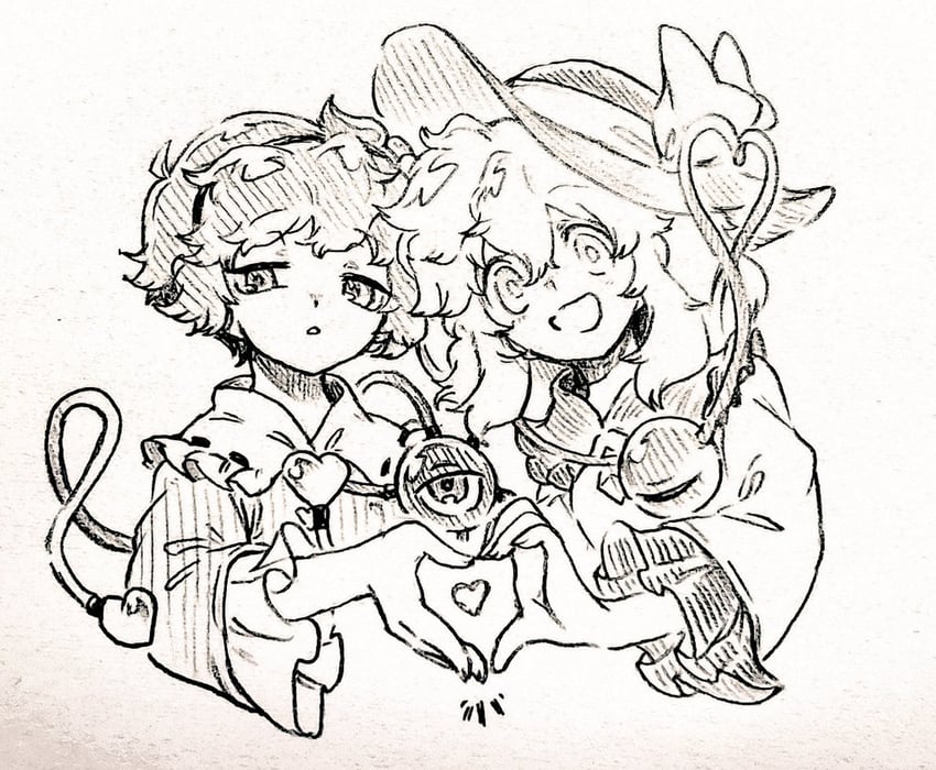 komeiji koishi and komeiji satori (touhou) drawn by menotama