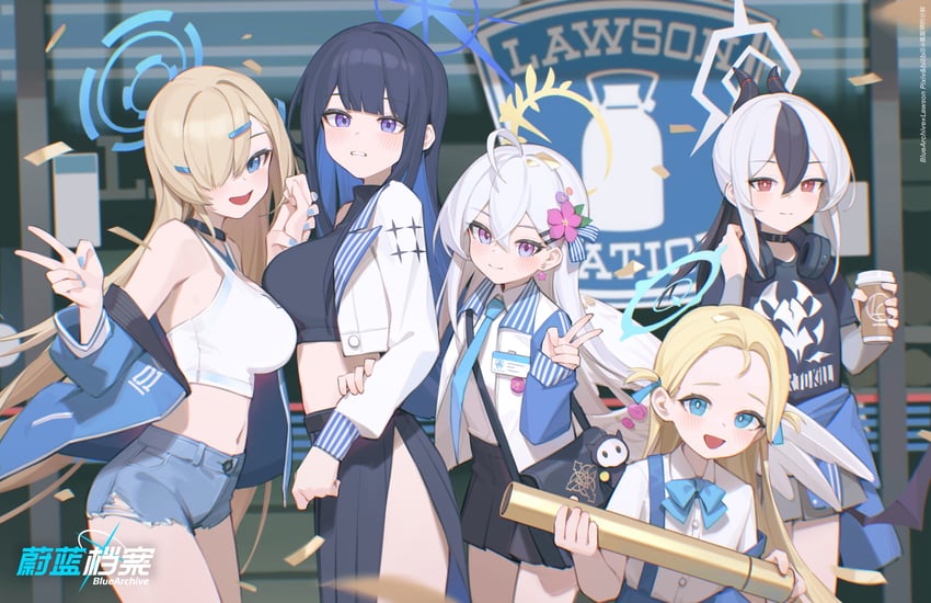 asuna, kayoko, saori, azusa, sora, and 1 more (blue archive and 1 more) drawn by bilibili_xiaolu