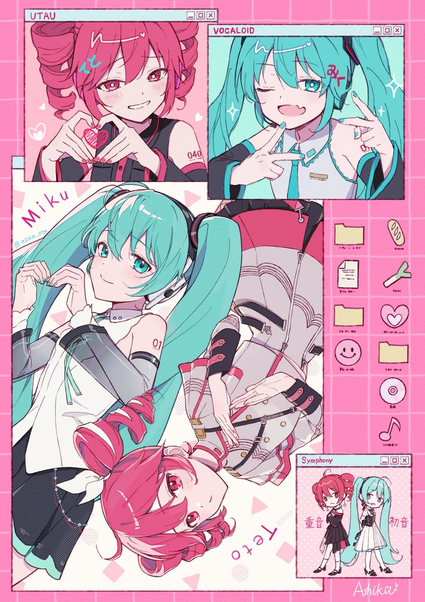 hatsune miku and kasane teto (vocaloid and 3 more) drawn by ashika_(yftcc948)