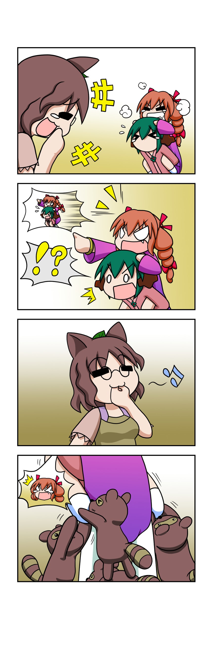 kasodani kyouko, futatsuiwa mamizou, and yorigami jo'on (touhou) drawn by rakugaki-biyori