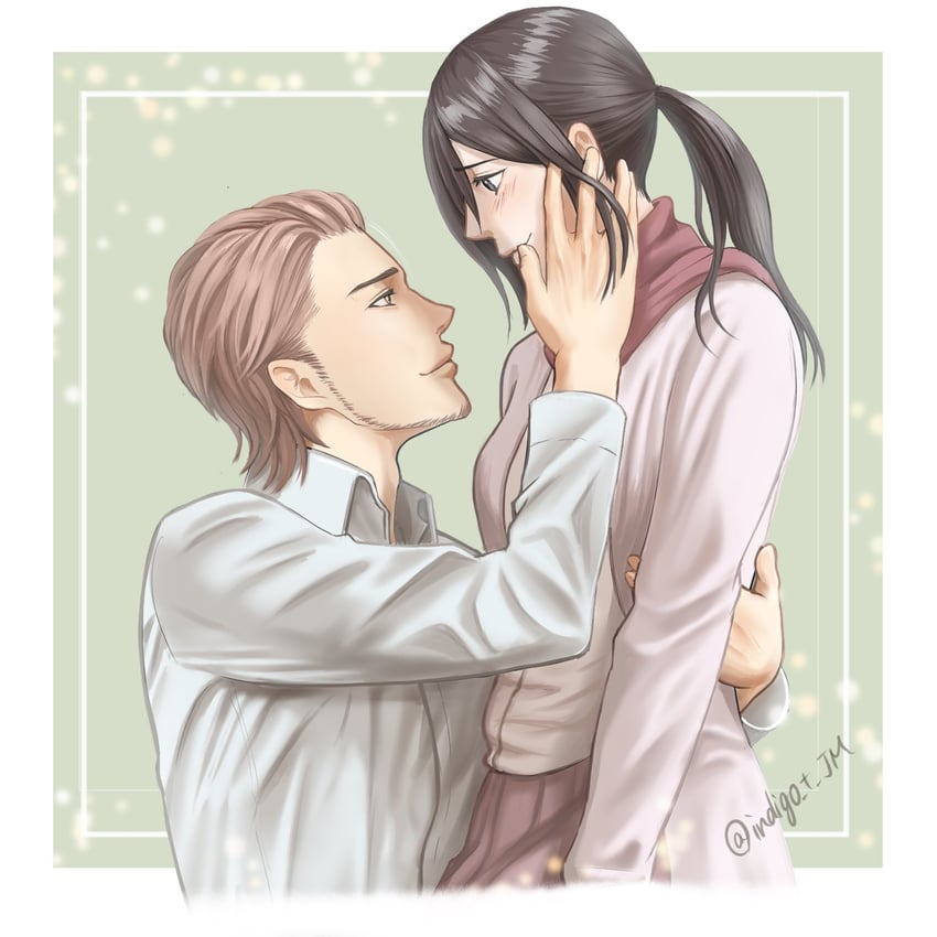 mikasa ackerman and jean kirstein (shingeki no kyojin) drawn by indigo_t_jm