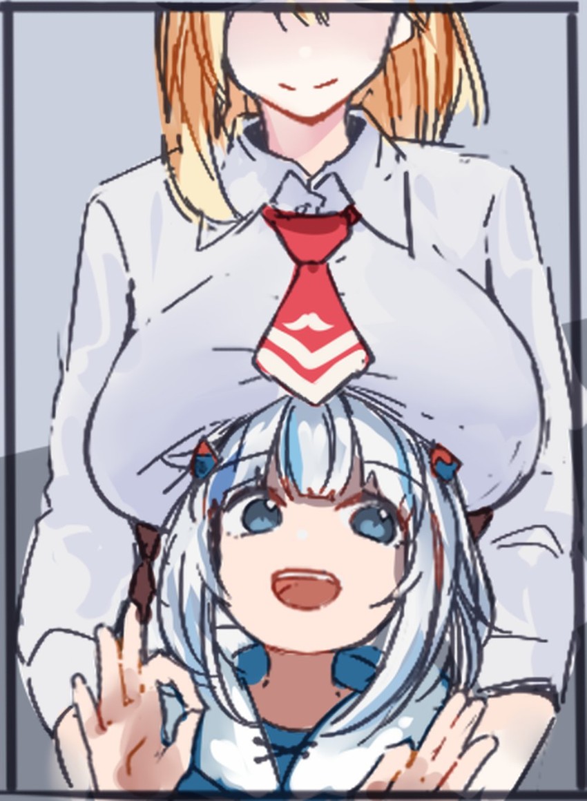 gawr gura and watson amelia (hololive and 1 more) drawn by nuggetkouhai