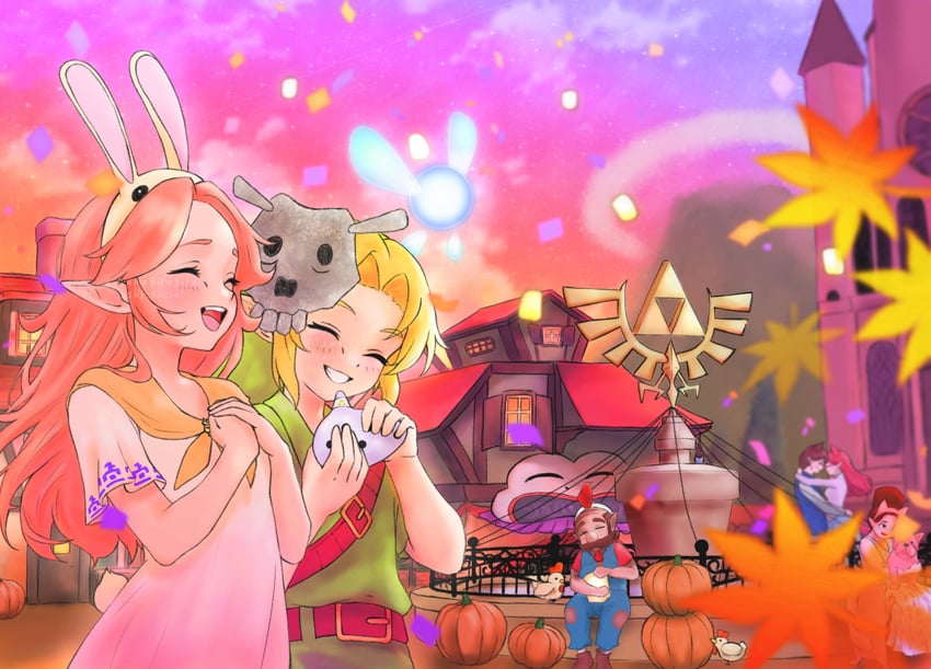 link, young link, navi, malon, and talon (the legend of zelda and 1 more) drawn by yama_giragira