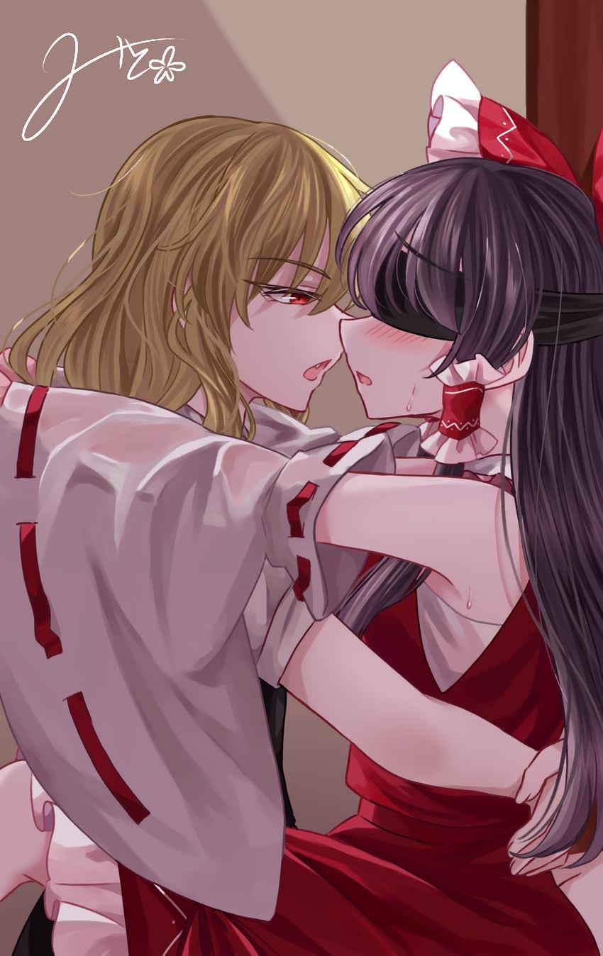 hakurei reimu and kirisame marisa (touhou) drawn by mito_(fate)