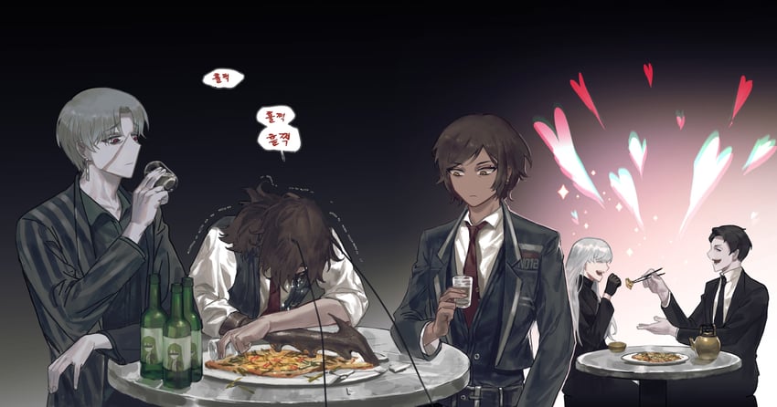 outis, gregor, roland, angelica, and vergilius (project moon and 2 more) drawn by domumumuk
