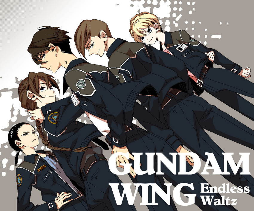 heero yuy, duo maxwell, chang wufei, trowa barton, and quatre raberba winner (gundam and 2 more) drawn by hoshino_lily