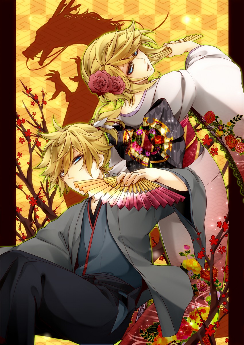 kagamine rin and kagamine len (vocaloid) drawn by rico_(fbn3)