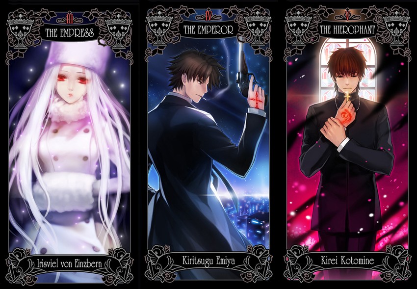 kotomine kirei, emiya kiritsugu, and irisviel von einzbern (fate and 1 more) drawn by riki_(elseeker)