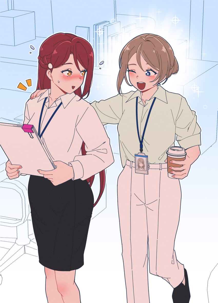 watanabe you and sakurauchi riko (love live! and 1 more) drawn by rlqns9995