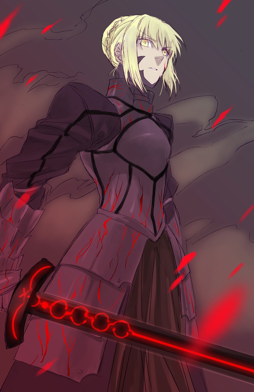 artoria pendragon and saber alter (fate and 2 more) drawn by hali