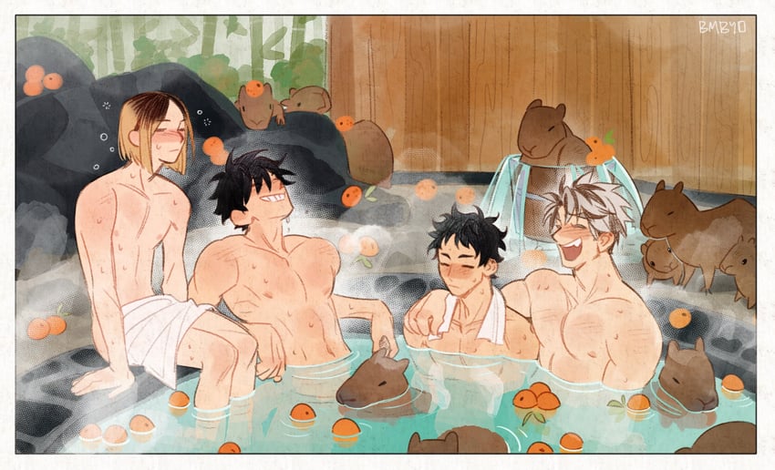 bokuto koutarou, kuroo tetsurou, kozume kenma, and akaashi keiji (haikyuu!!) drawn by bombyoon