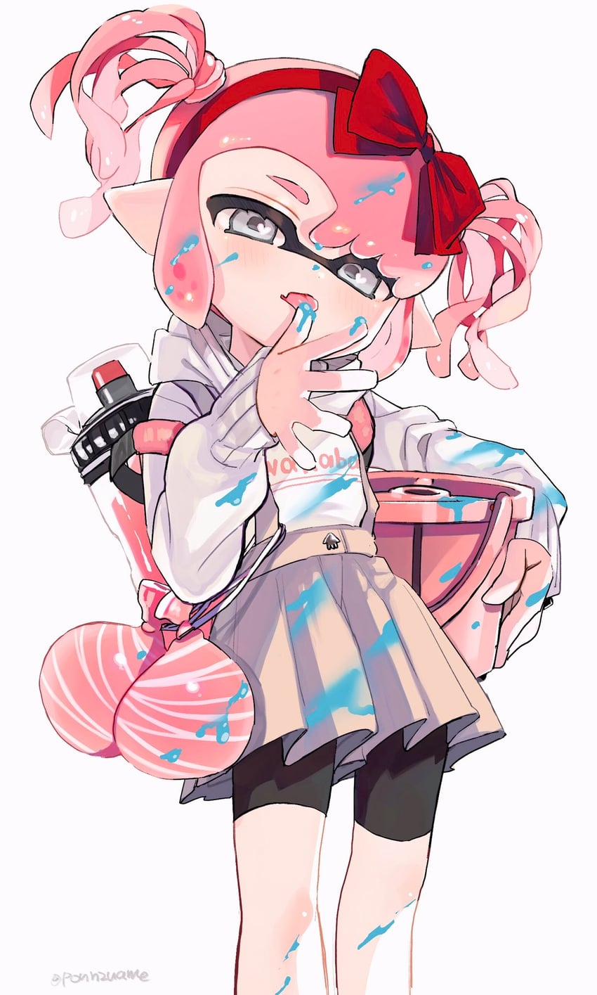 inkling player character and inkling girl (splatoon and 1 more) drawn by amezawa_koma