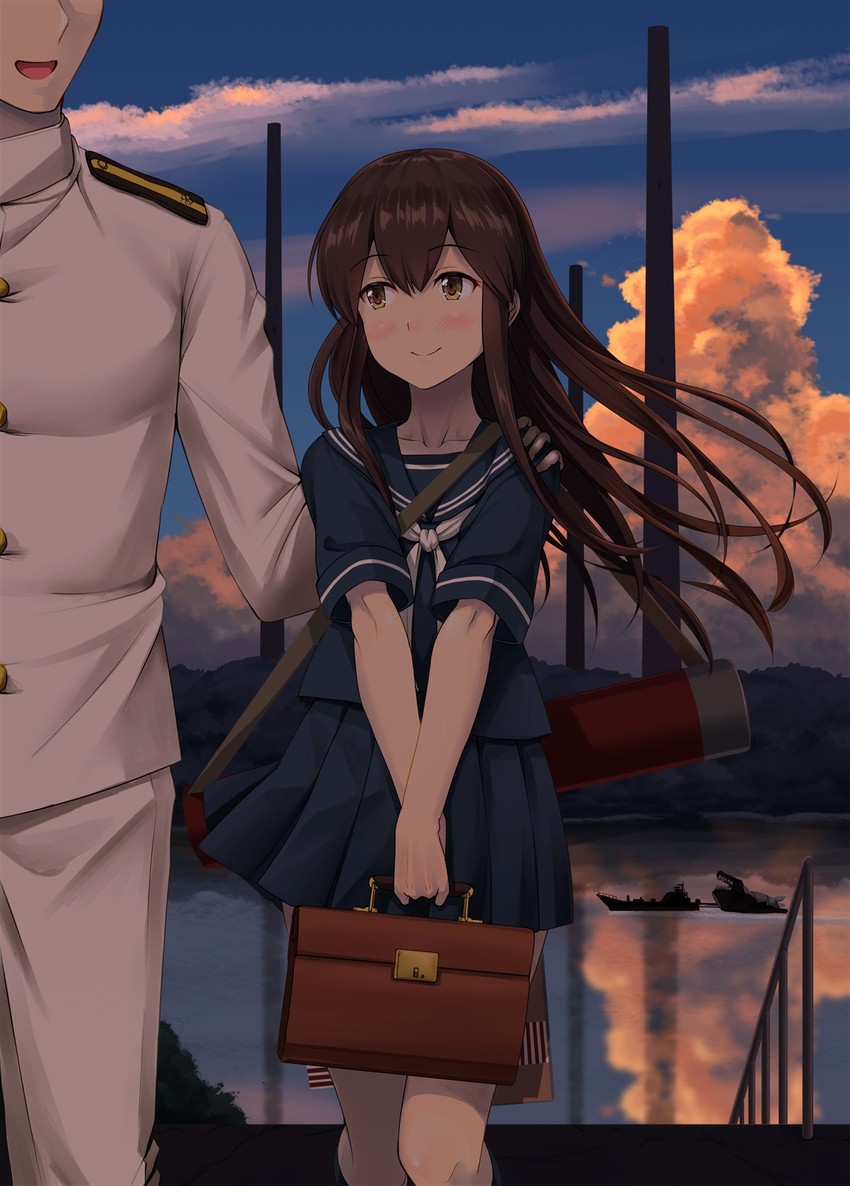 admiral, akagi, and i-class destroyer (kantai collection) drawn by ichikawa_feesu