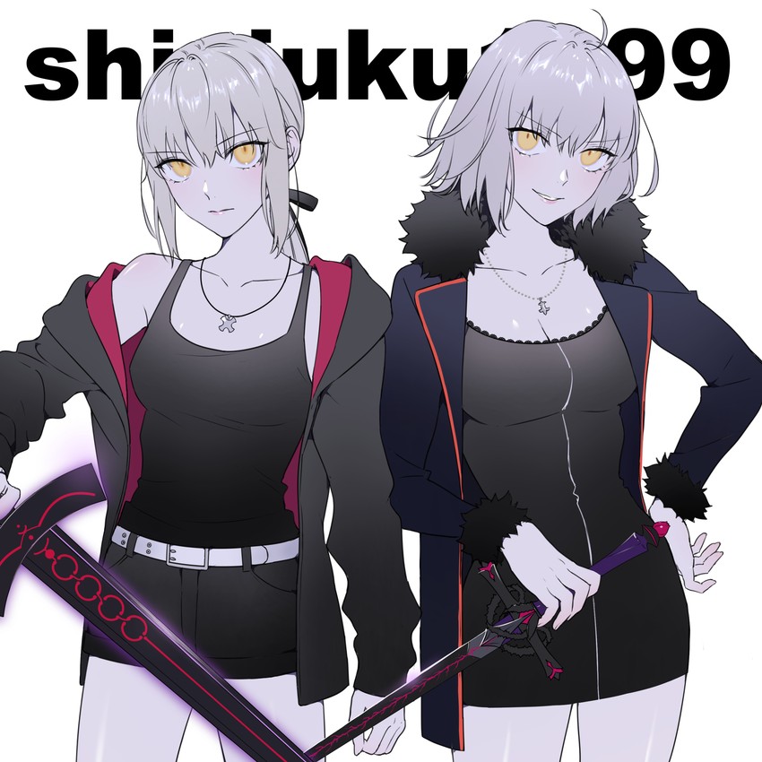 artoria pendragon, jeanne d'arc alter, and saber alter (fate and 1 more) drawn by nipi27