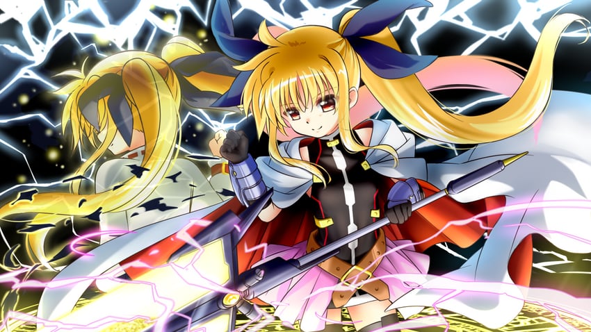 fate testarossa and bardiche (lyrical nanoha and 3 more) drawn by kerorokjy