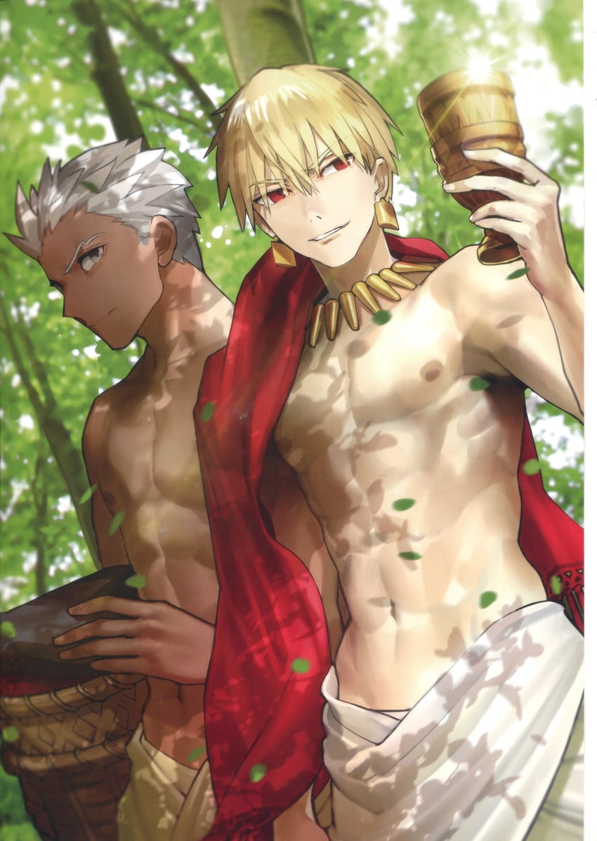gilgamesh and archer (fate and 2 more) drawn by wada_arco