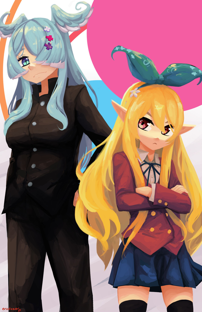aisaka taiga, elira pendora, pomu rainpuff, and takasu ryuuji (nijisanji and 2 more) drawn by erodozer