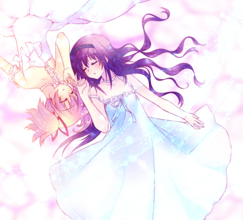 akemi homura and kaname madoka (mahou shoujo madoka magica) drawn by tama_two_(fukuya)