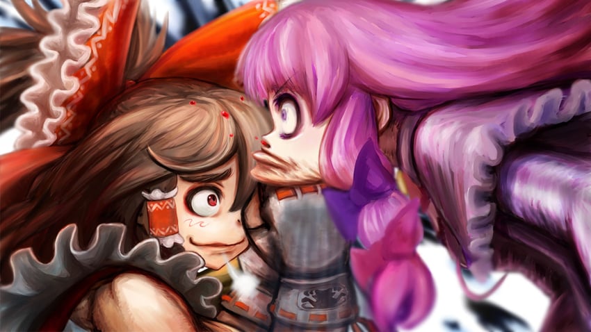 hakurei reimu, patchouli knowledge, kanna, and taisa (touhou and 1 more) drawn by khn_(kihana)