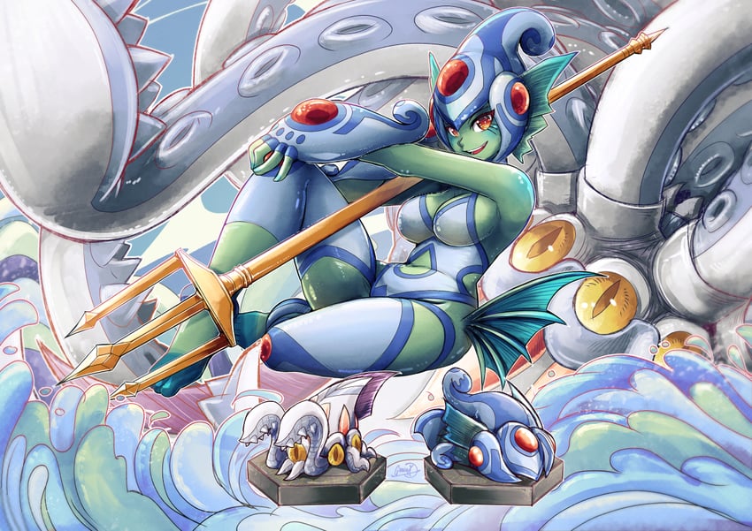 ranamon and calamaramon (digimon and 1 more) drawn by gensox