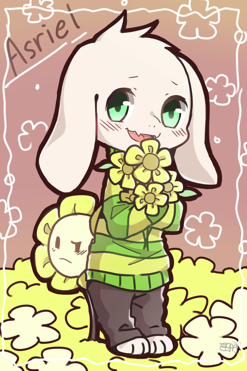 asriel dreemurr and flowey (undertale) drawn by big_cat_shan