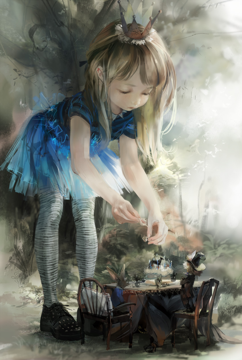 alice, mad hatter, and march hare (alice's adventures in wonderland) drawn by yukim_(merryheart)