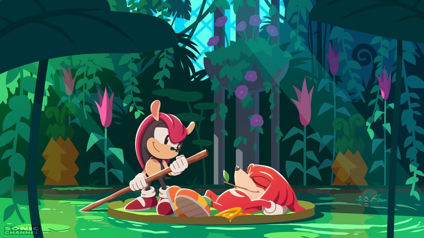 knuckles the echidna, froggy, and mighty the armadillo (sonic) drawn by karasuno_yui