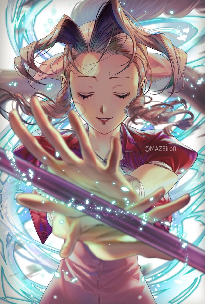 aerith gainsborough (final fantasy and 1 more) drawn by maze_draws