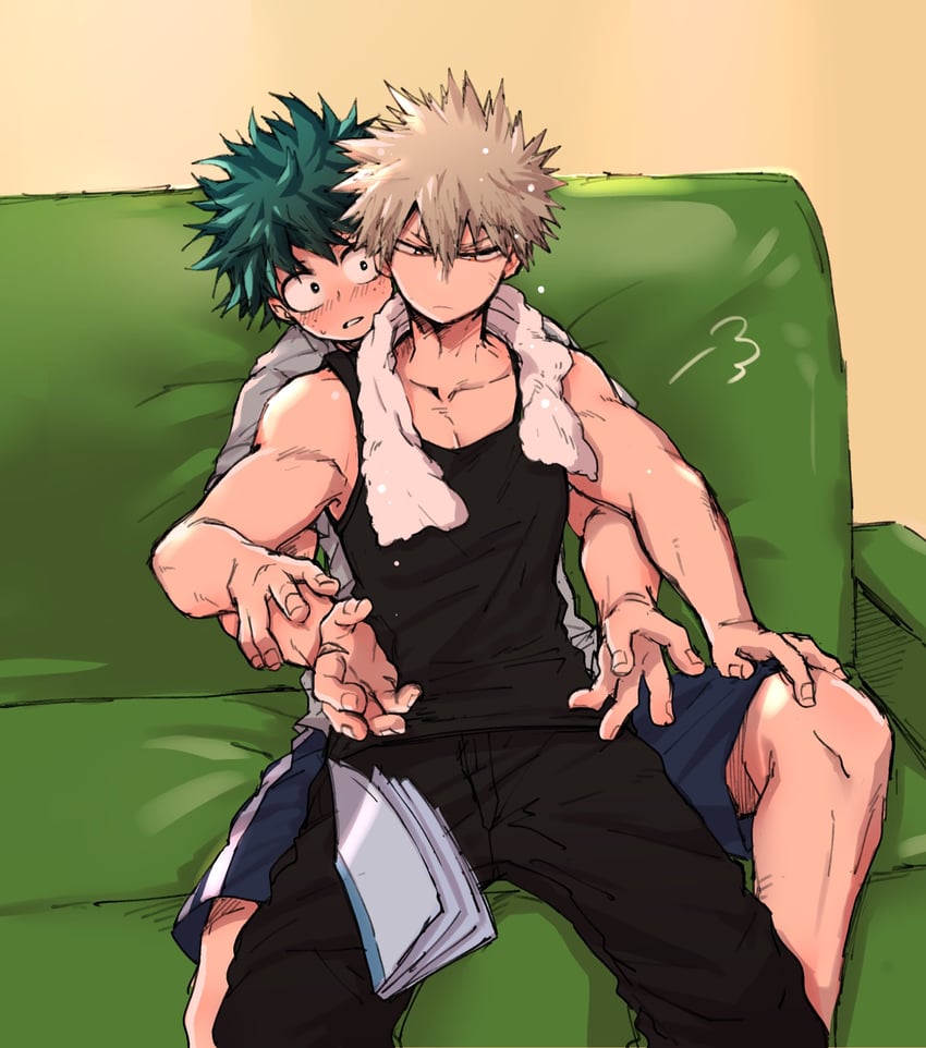 midoriya izuku and bakugou katsuki (boku no hero academia) drawn by chiyaya