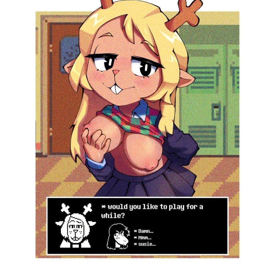 susie and noelle holiday (deltarune) drawn by sn0art2