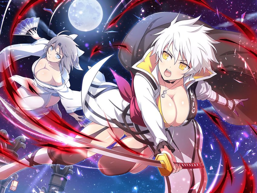 yumi and miyabi (senran kagura and 1 more) drawn by yaegashi_nan
