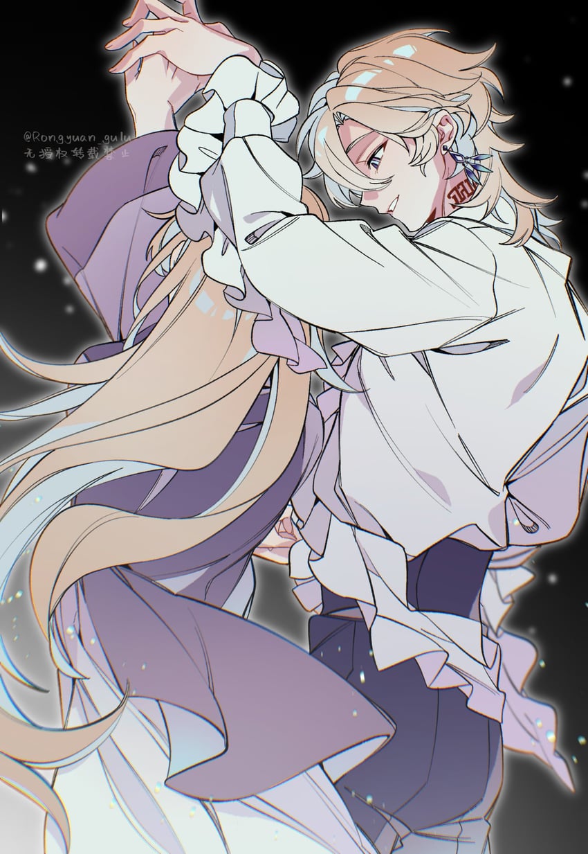 aventurine and kakavasha's sister (honkai and 1 more) drawn by rongyuan_gulu