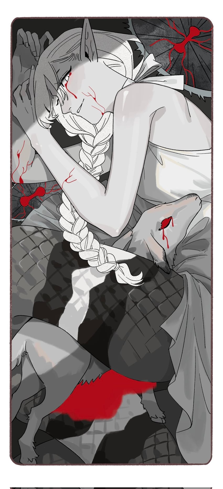 goat and braided ponytail lamia (dungeon meshi) drawn by koucailiao1