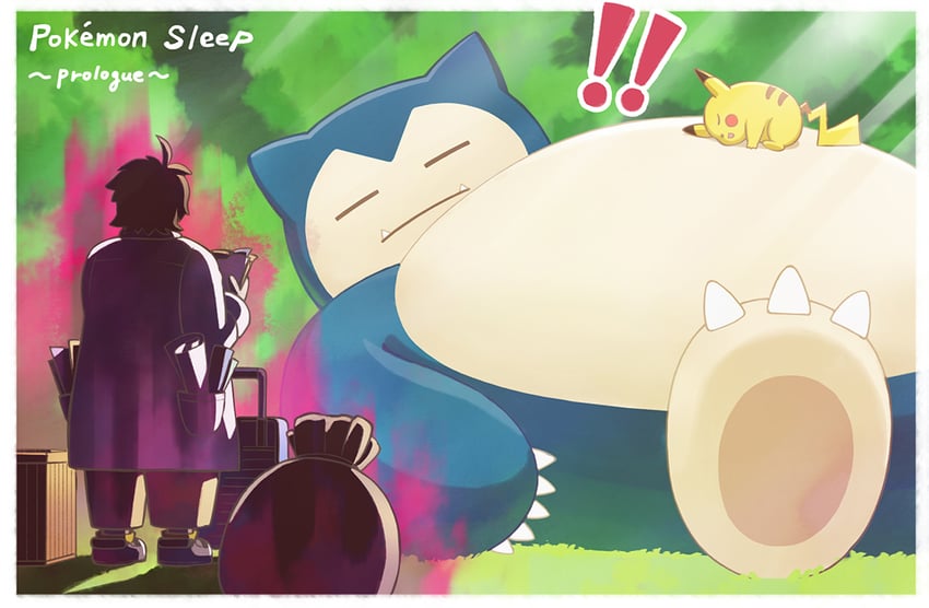pikachu, snorlax, and professor neroli (pokemon and 1 more) drawn by k-n
