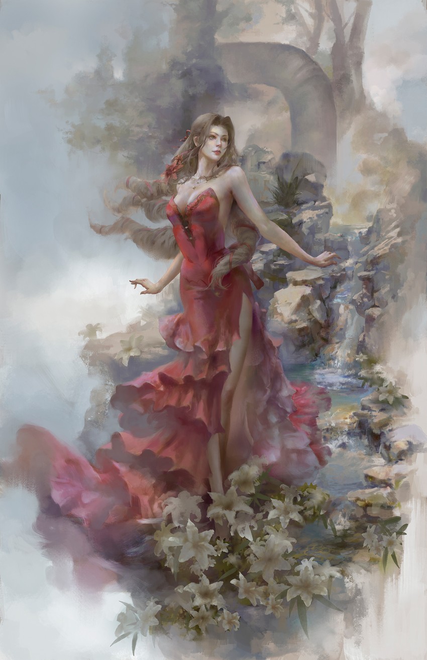 aerith gainsborough (final fantasy and 1 more) drawn by christian_angel