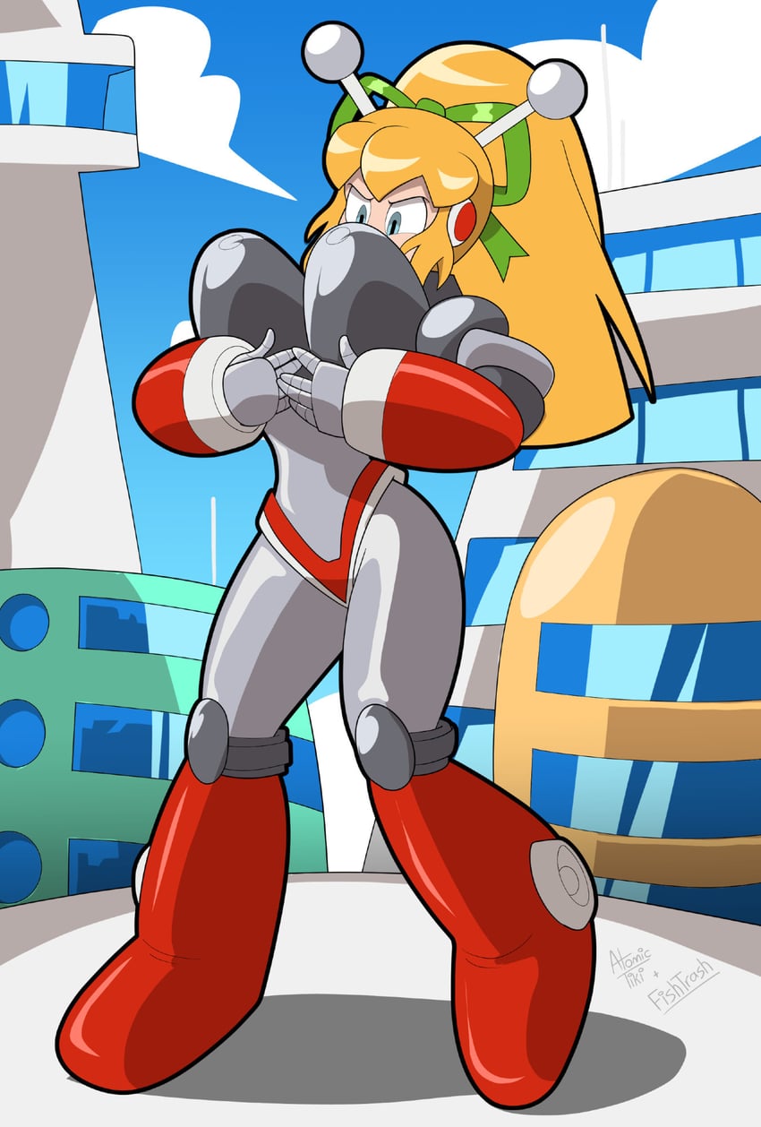 roll and hyper roll (mega man and 1 more) drawn by atomictiki