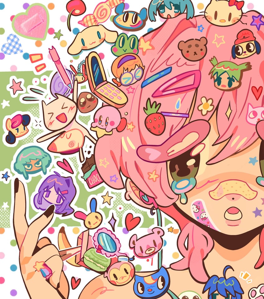 hatsune miku, kirby, izumi konata, cinnamoroll, hello kitty, and 11 more (original and 16 more) drawn by blandboyx