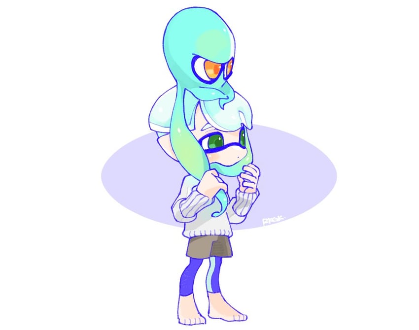 inkling player character and inkling boy (splatoon) drawn by spl8ya