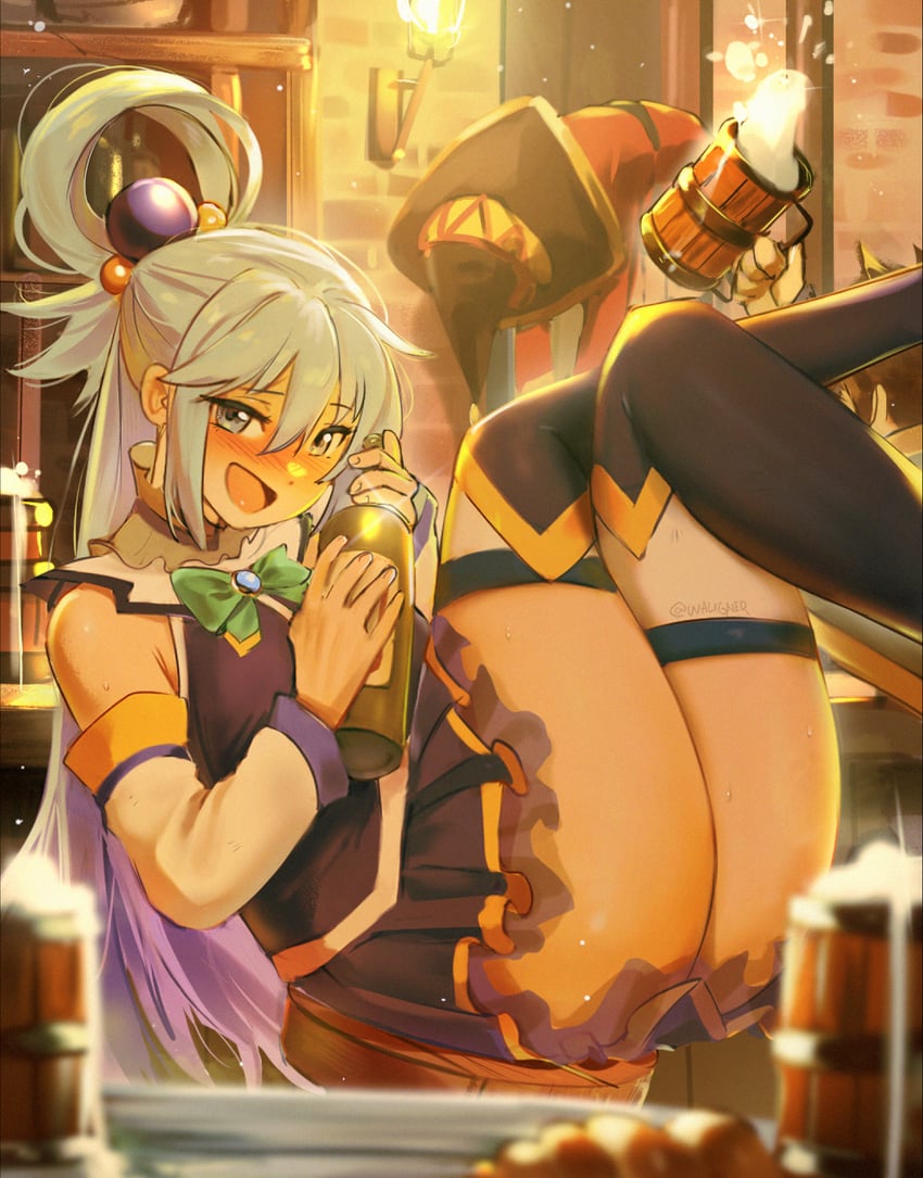 megumin, aqua, and satou kazuma (kono subarashii sekai ni shukufuku wo!) drawn by waligner