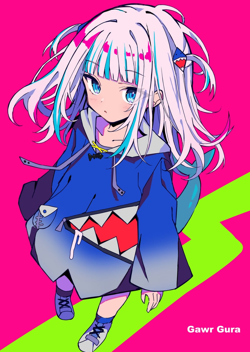 gawr gura (hololive and 1 more) drawn by naginata_(beam_naginata)