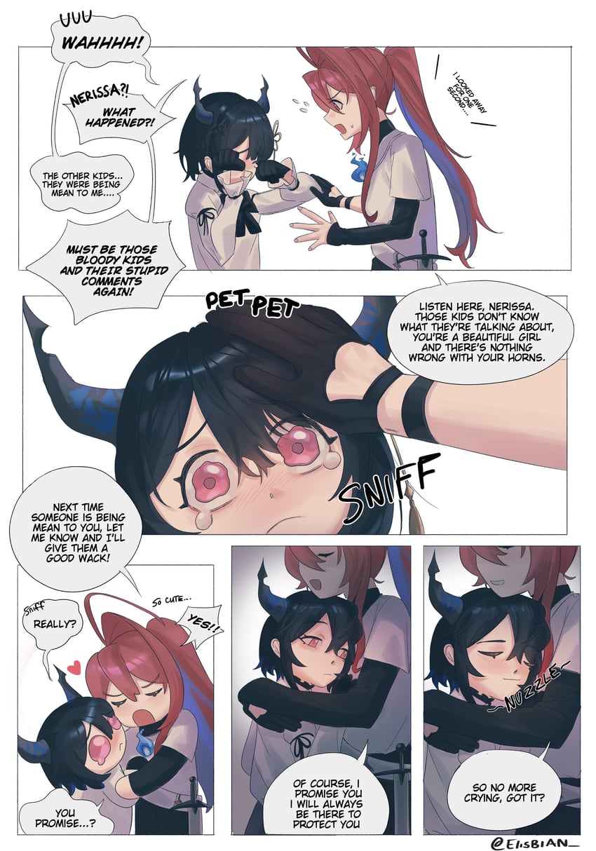 nerissa ravencroft and elizabeth rose bloodflame (hololive and 1 more) drawn by elisbian