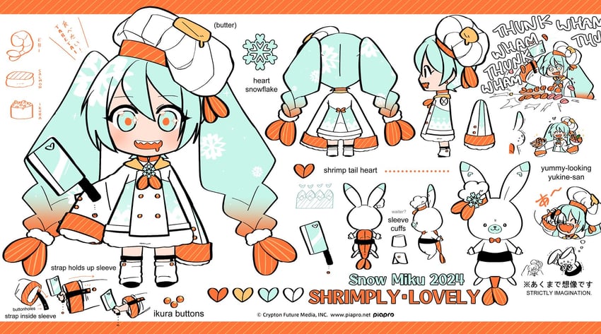 hatsune miku, yuki miku, rabbit yukine, and shrimpku (vocaloid) drawn by rice_deity