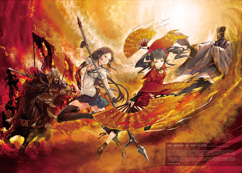 cao cao, zhuge liang, xiao qiao, and da qiao (romance of the three kingdoms and 1 more) drawn by redjuice