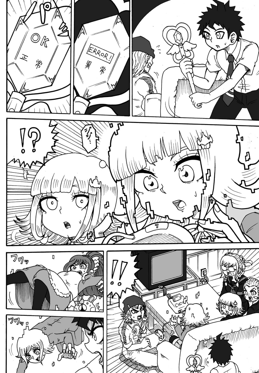 nanami chiaki, hinata hajime, soda kazuichi, pekoyama peko, kuzuryu fuyuhiko, and 3 more (danganronpa and 3 more) drawn by jan1214