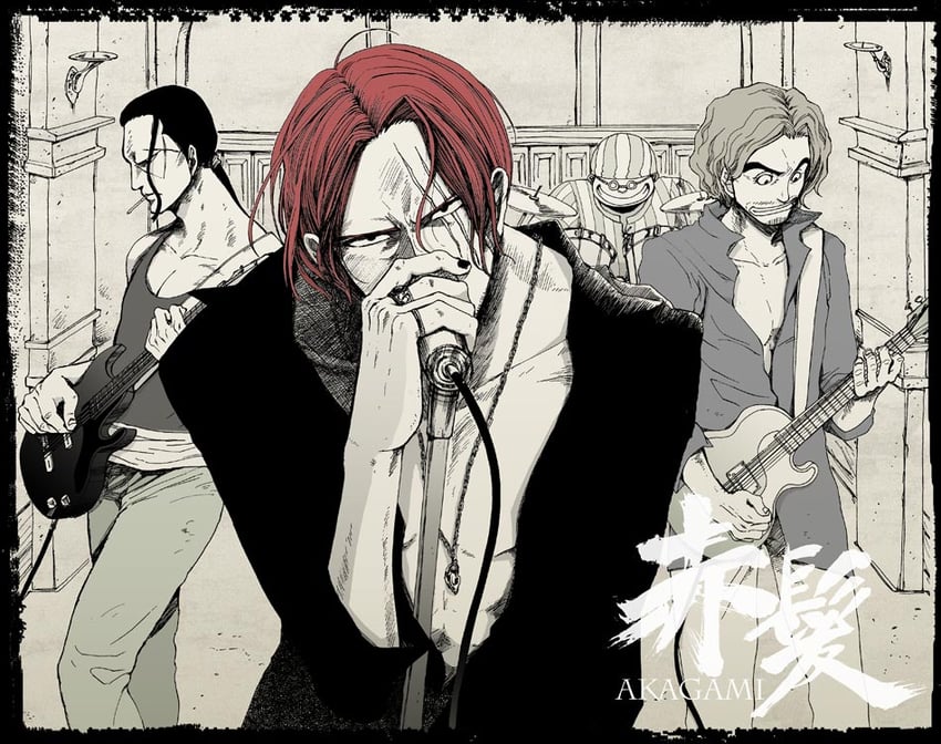 shanks, benn beckman, yasopp, and lucky roux (one piece) drawn by g8hachiko