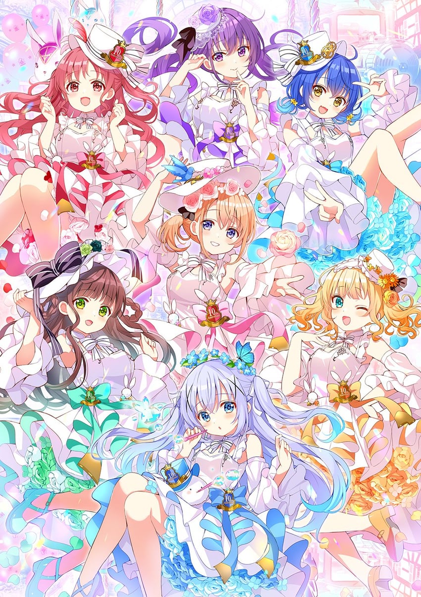 kafuu chino, hoto cocoa, kirima syaro, tippy, tedeza rize, and 3 more (gochuumon wa usagi desu ka?) drawn by koi_(koisan)