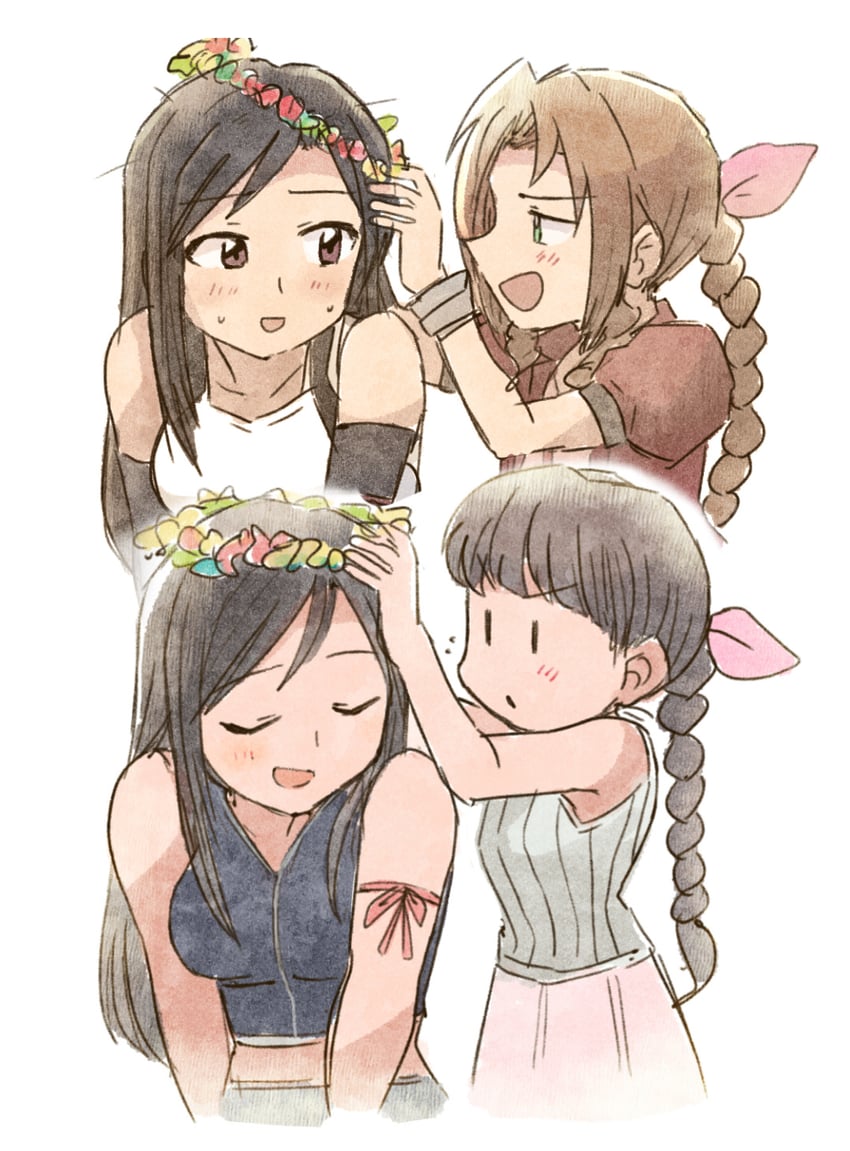 tifa lockhart, aerith gainsborough, and marlene wallace (final fantasy and 2 more) drawn by tsubobot